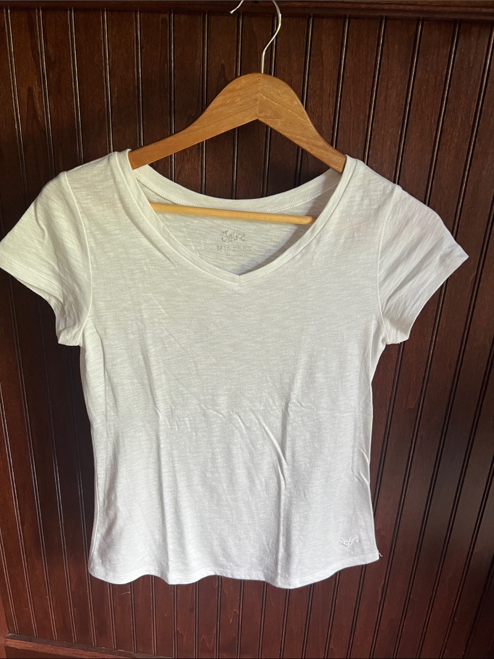 Justice White V-Neck Short Sleeve Tee Girls 14